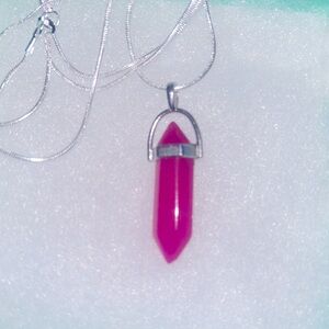Boho Natural Magenta Agate Sterling Silver 30” Necklace